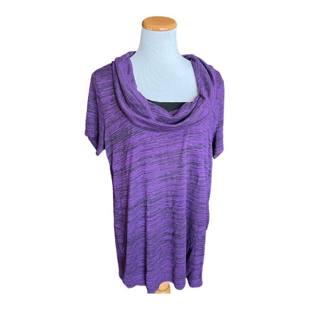Womens TwoโHearts Maternity Cowl Neck Heathered Layered Look Tunic Top - Szโ1X